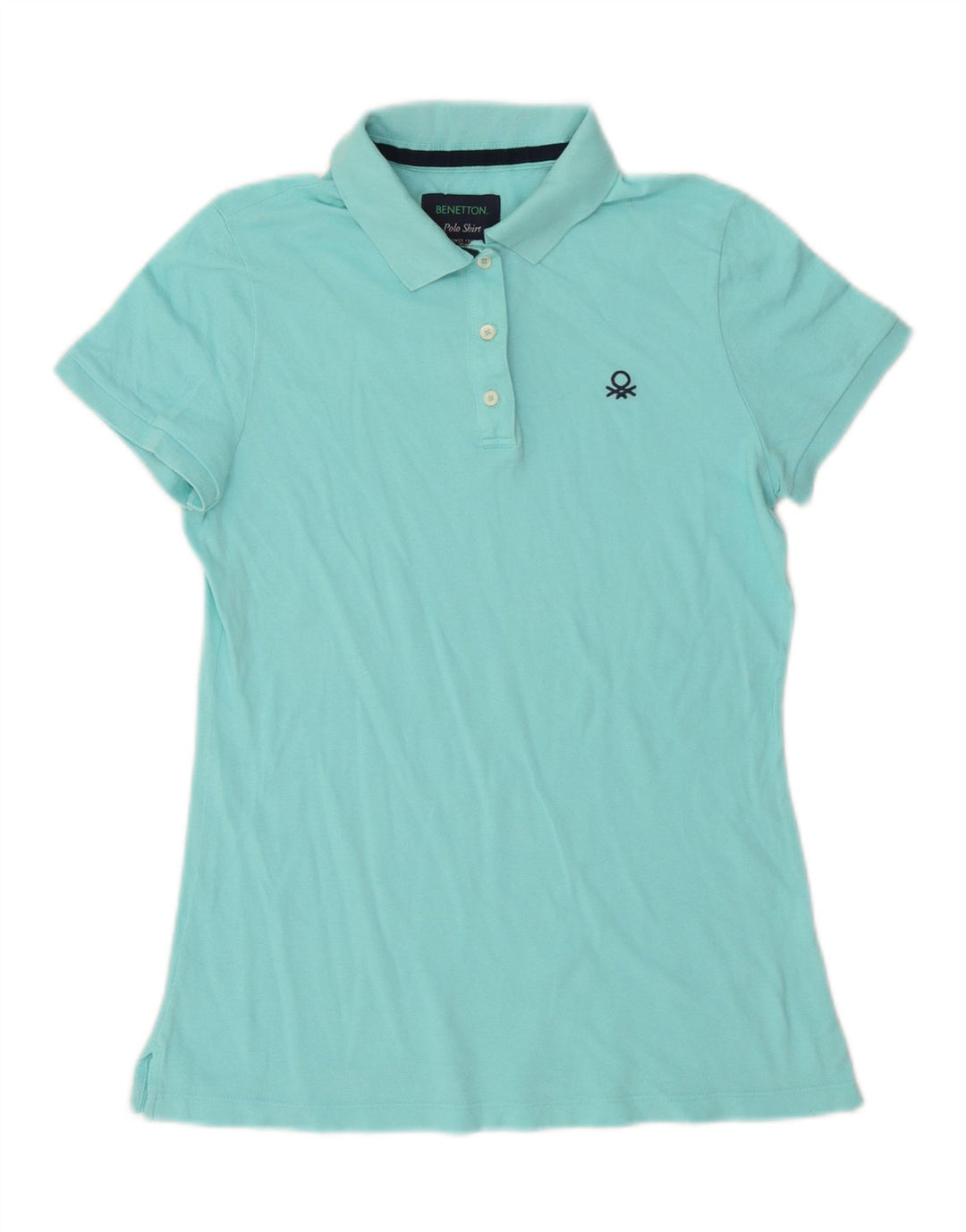 Benetton Dame Polo Shirt UK 16 Stor turkis