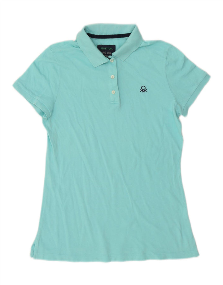 Benetton Dame Polo Shirt UK 16 Stor turkis
