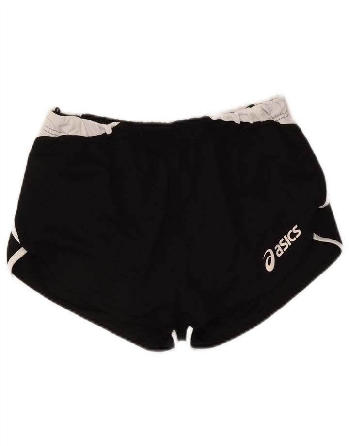 Asics Womens Graphic Sports Shorts UK 10 Small Black Colourblock Polyester