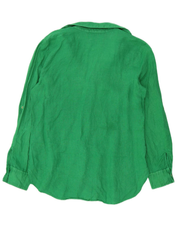 Zara Womens Shirt UK 14 Medium Green Linen
