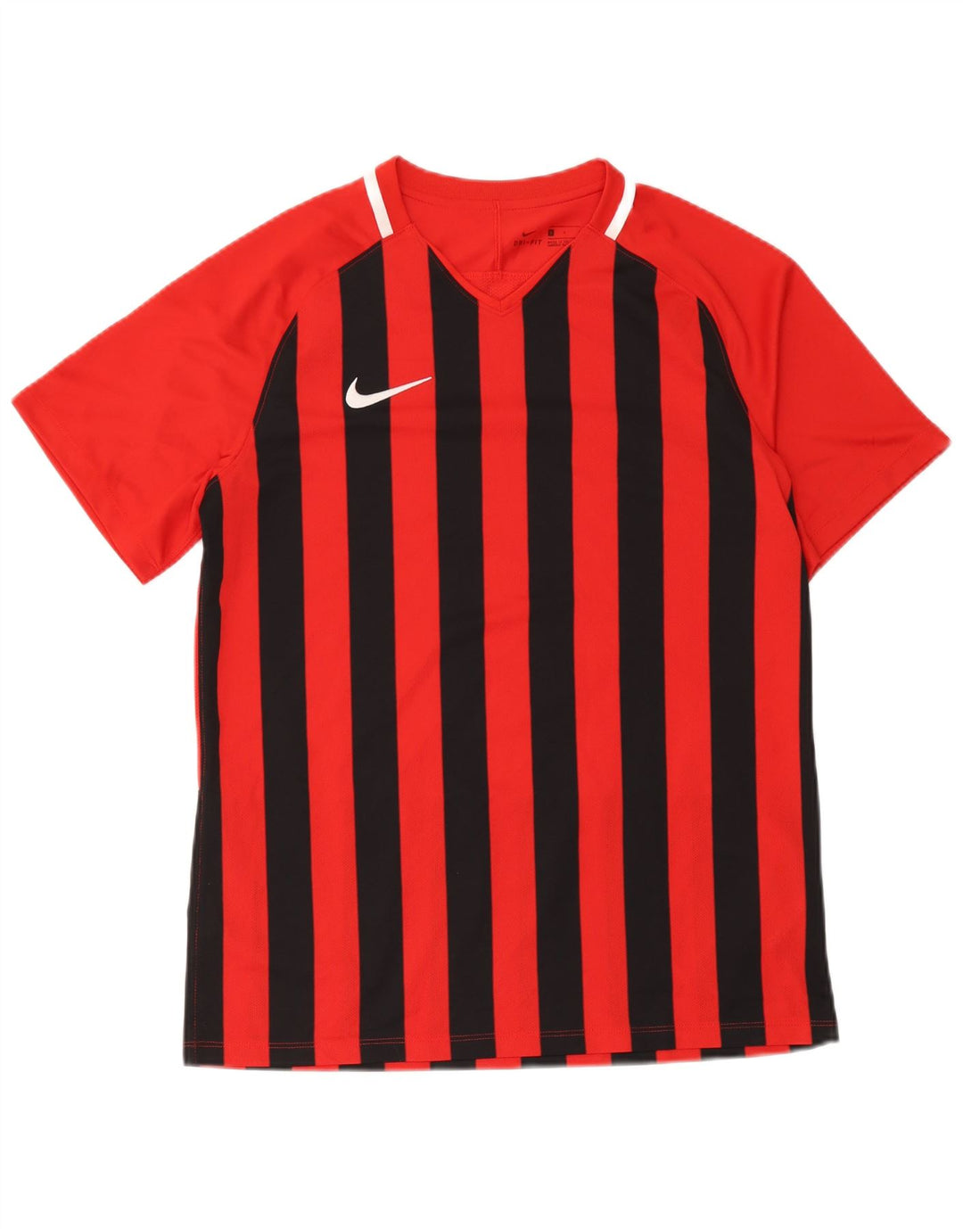 Nike herre Dri Fit T-shirt top stor rød stribet polyester