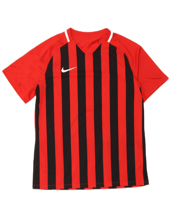 Nike herre Dri Fit T-shirt top stor rød stribet polyester