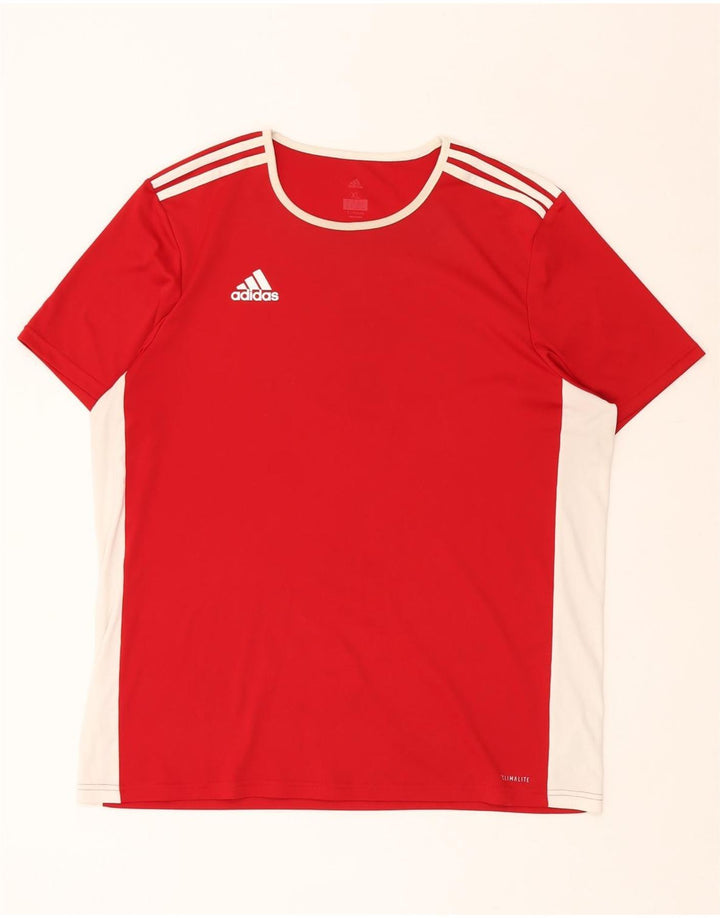 ADIDAS Herre Climalite T-Shirt Top XL Rød Colourblock Polyester