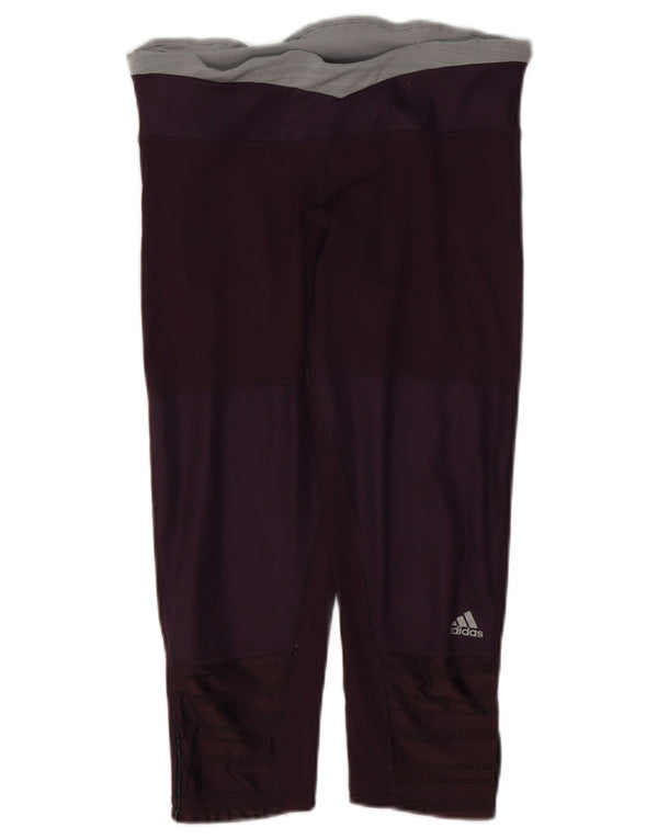 Adidas Dame Capri Leggings UK 8/10 Small Purple Colourblock Polyester