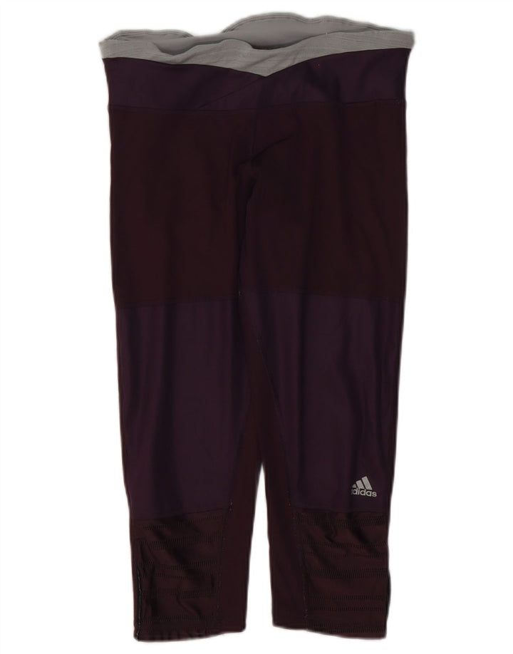 Adidas Dame Capri Leggings UK 8/10 Small Purple Colourblock Polyester
