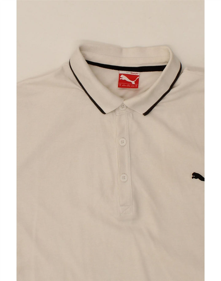PUMA Mens Polo Shirt XL Off White Cotton Vintage Puma and Second-Hand Puma from Messina Hembry 