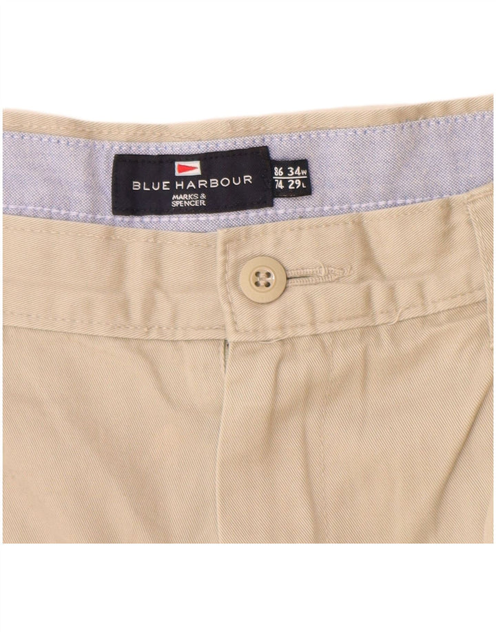 Marks & Spencer Herre Blue Harbor Pegged Chino Bukser W34 L29 Beige
