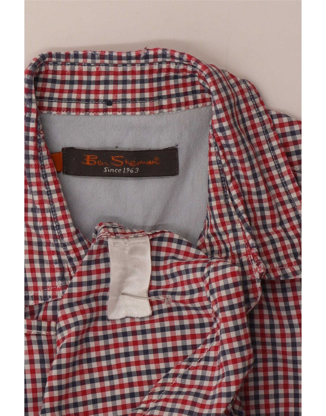 Ben Sherman Kortærmet Herreskjorte Medium Rød Gingham Bomuld