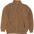 Champion Herre Zip Neck Sweatshirt Jumper Stor Beige Bomuld