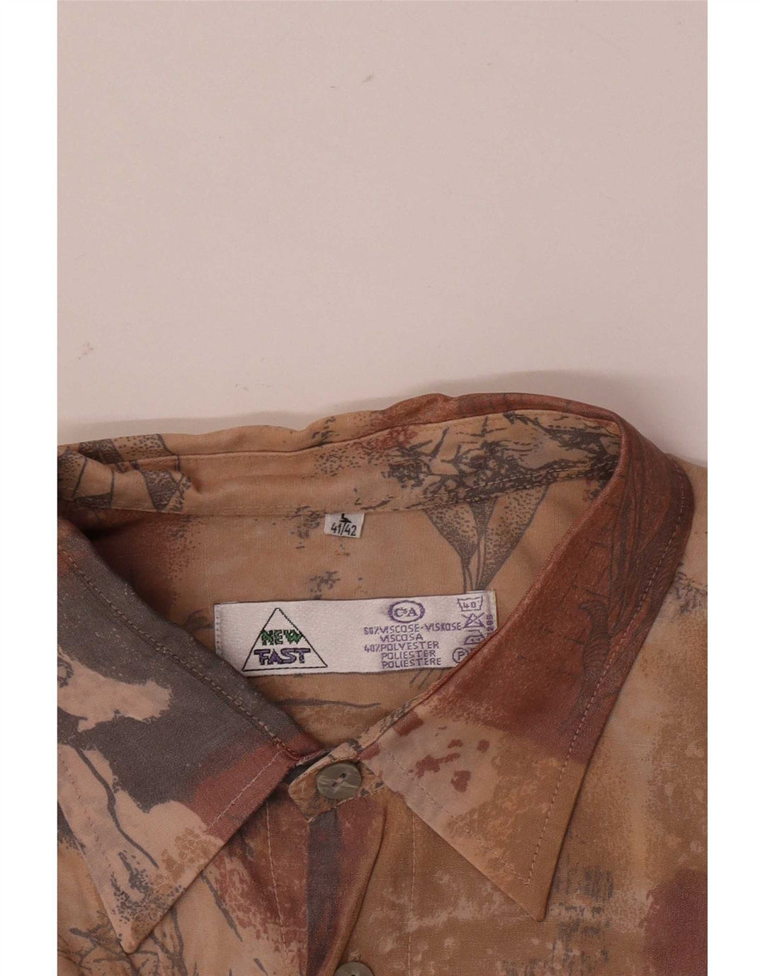 New Fast Mens By C&A Abstrakt mønster skjorte Størrelse 41/42 Large Brown