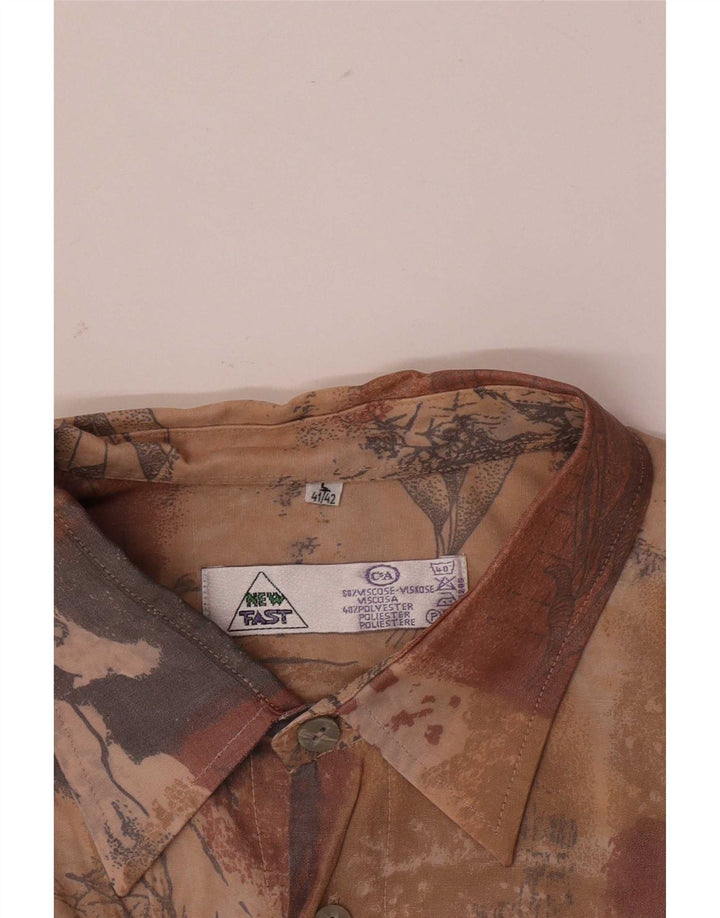 New Fast Mens By C&A Abstrakt mønster skjorte Størrelse 41/42 Large Brown