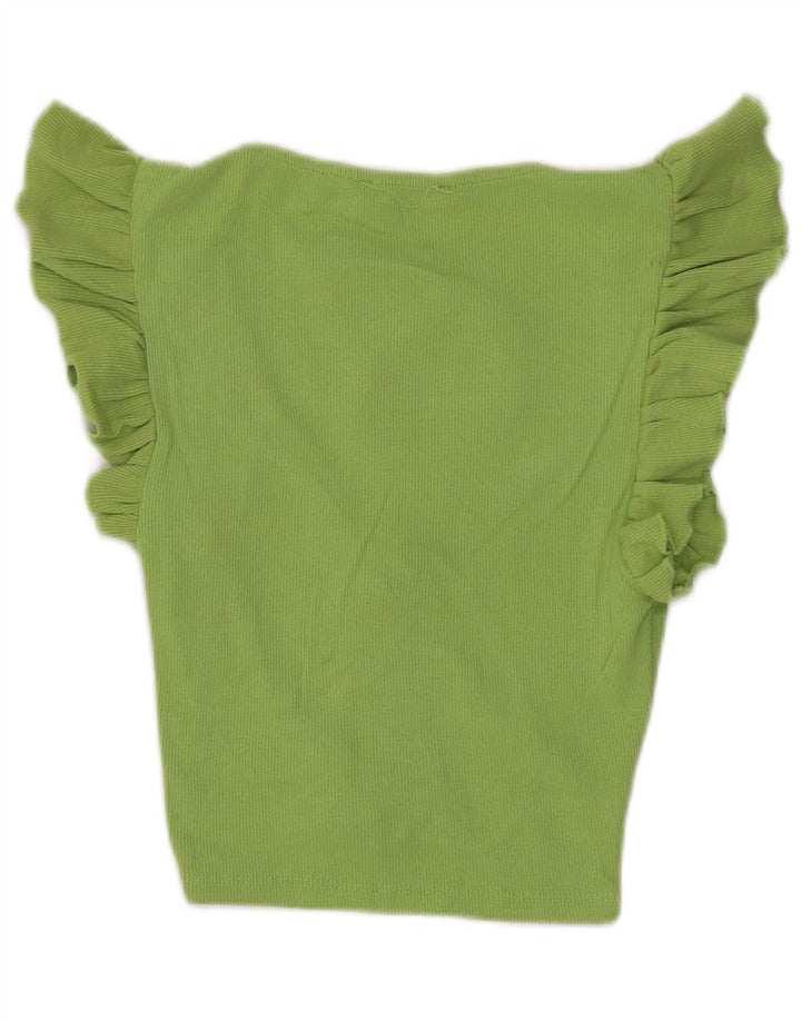 Zara Womens Crop Bluse Top UK 8 Small Green