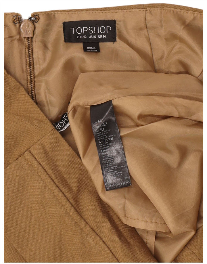 Topshop Dame Mini-nederdel UK 14 Large W32 Khaki Polyester