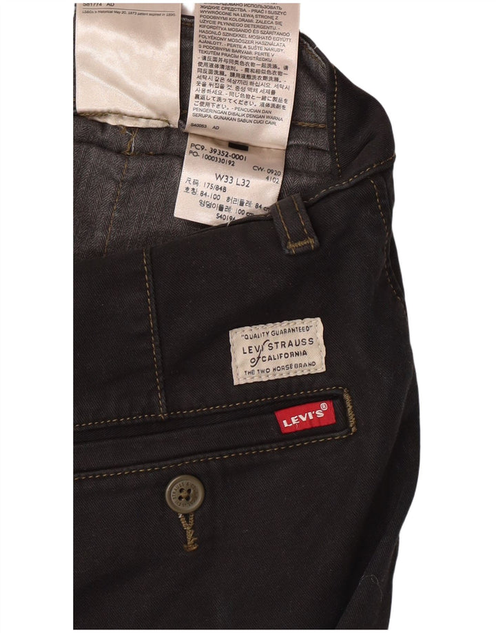 LEVI'S Herre 540 Lige Chinobukser W33 L29 Sort Bomuld