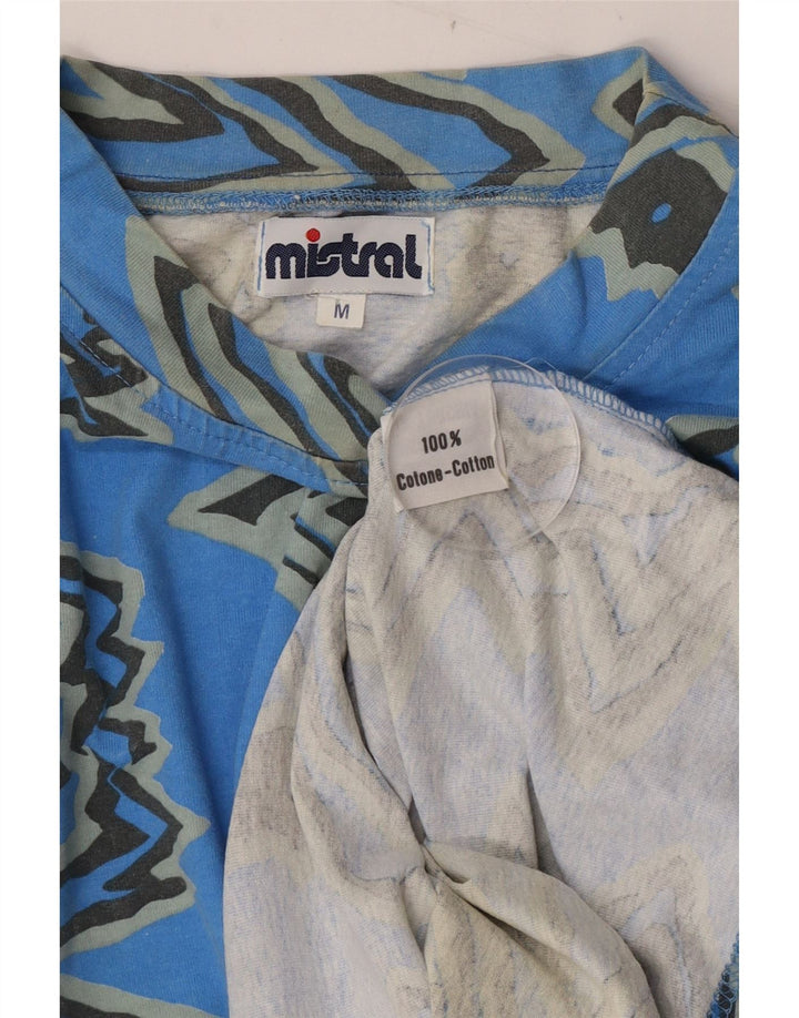 Mistral Herre T-Shirt Top Medium Blå Geometrisk Bomuld