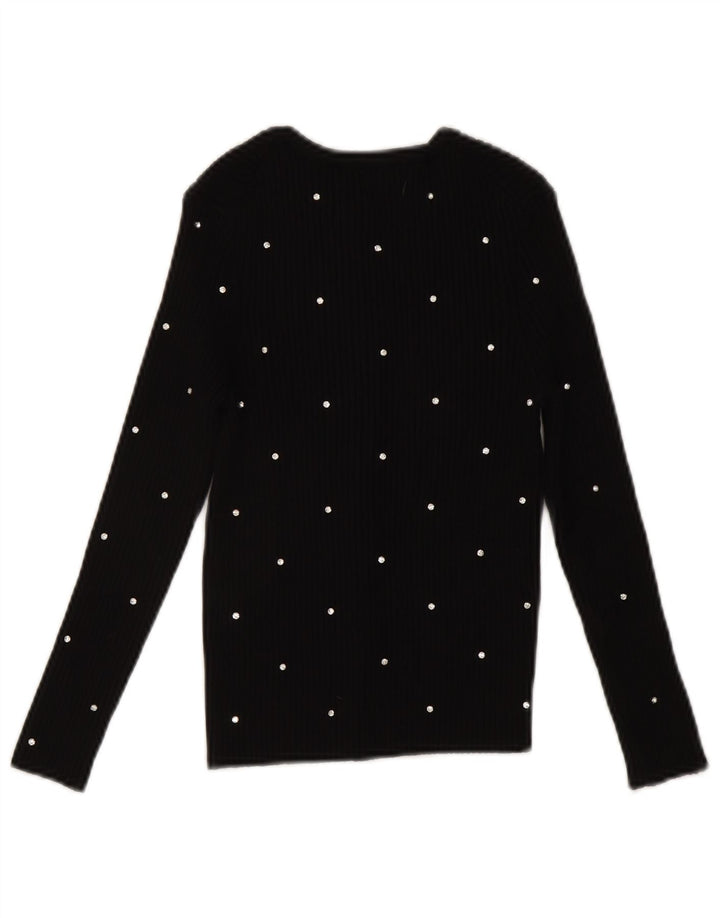 Zara Womens Crop Top UK 8 Small Black Spotted Nylon
