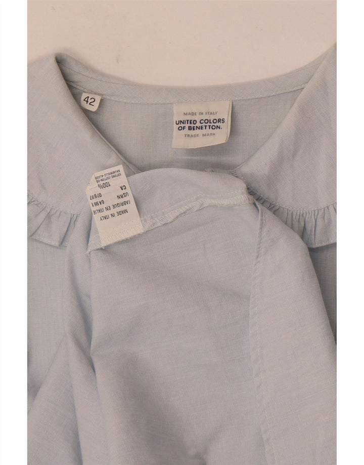 Benetton Dame Skjorte Bluse IT 42 Medium Blå Bomuld