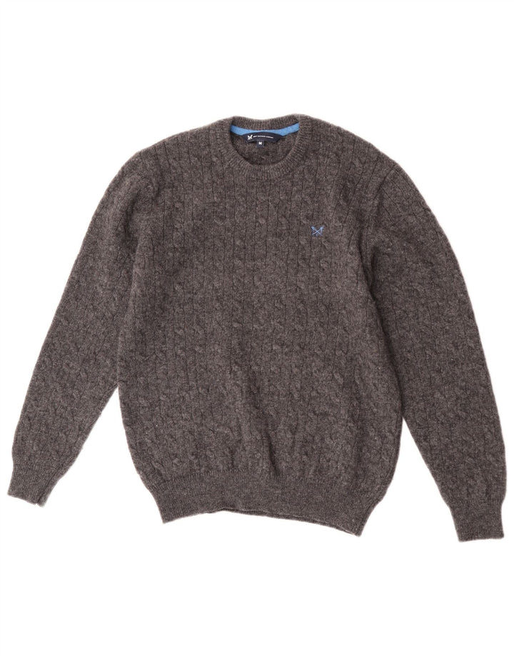 Crew Tøj Herre Crew Neck Jumper Sweater Medium Grey Lammeuld