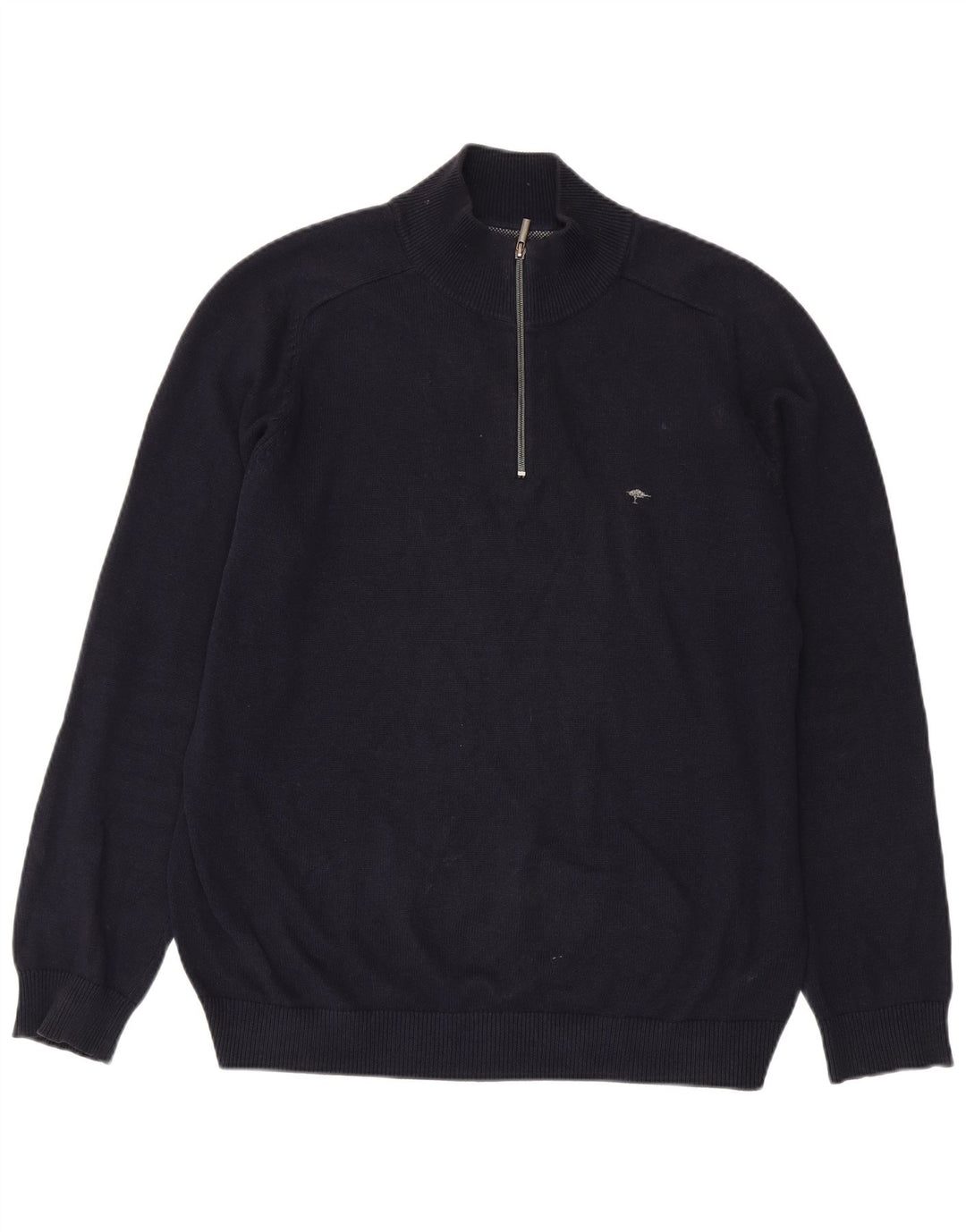 Fynch Hatton Herre Zip Neck Jumper Sweater XL Navy Blue Bomuld