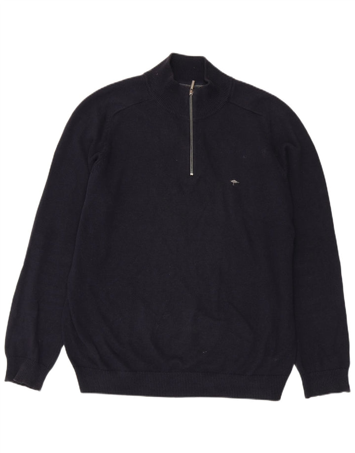 Fynch Hatton Herre Zip Neck Jumper Sweater XL Navy Blue Bomuld
