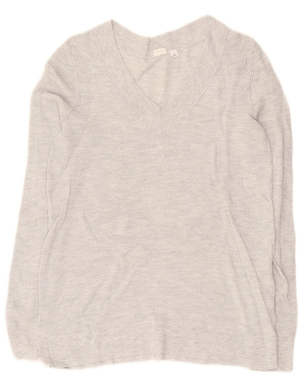 Gap Womens V-hals sweater UK 10 Small Grey Flecked Bomuld