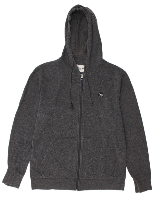 Jack & Jones Herre hættetrøje med lynlås XL Grå bomuld