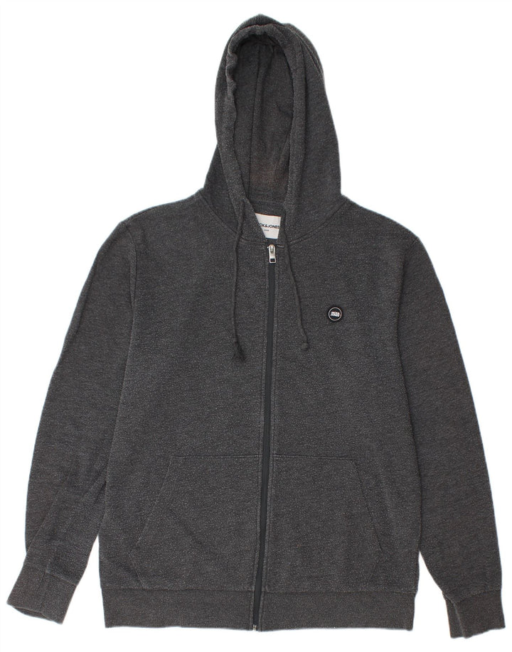 Jack & Jones Herre hættetrøje med lynlås XL Grå bomuld