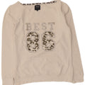 Bedste Firma Dame Grafisk Sweatshirt Jumper UK 12 Medium Hvid Bomuld