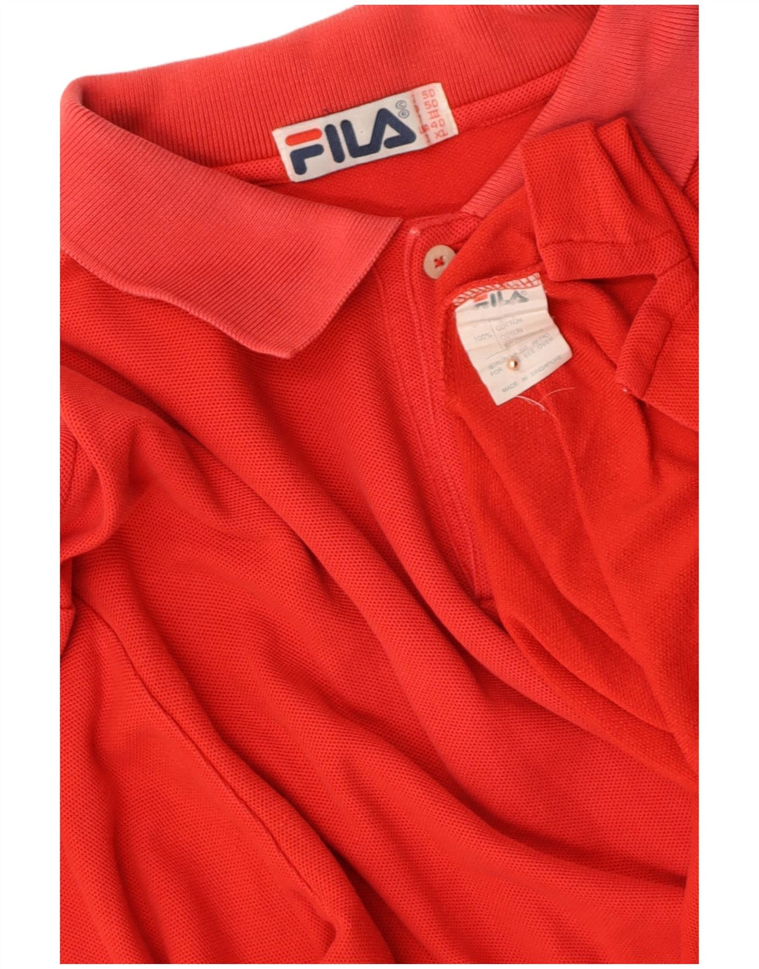 FILA Mens Long Sleeve Polo Shirt IT 50 Medium Red Cotton
