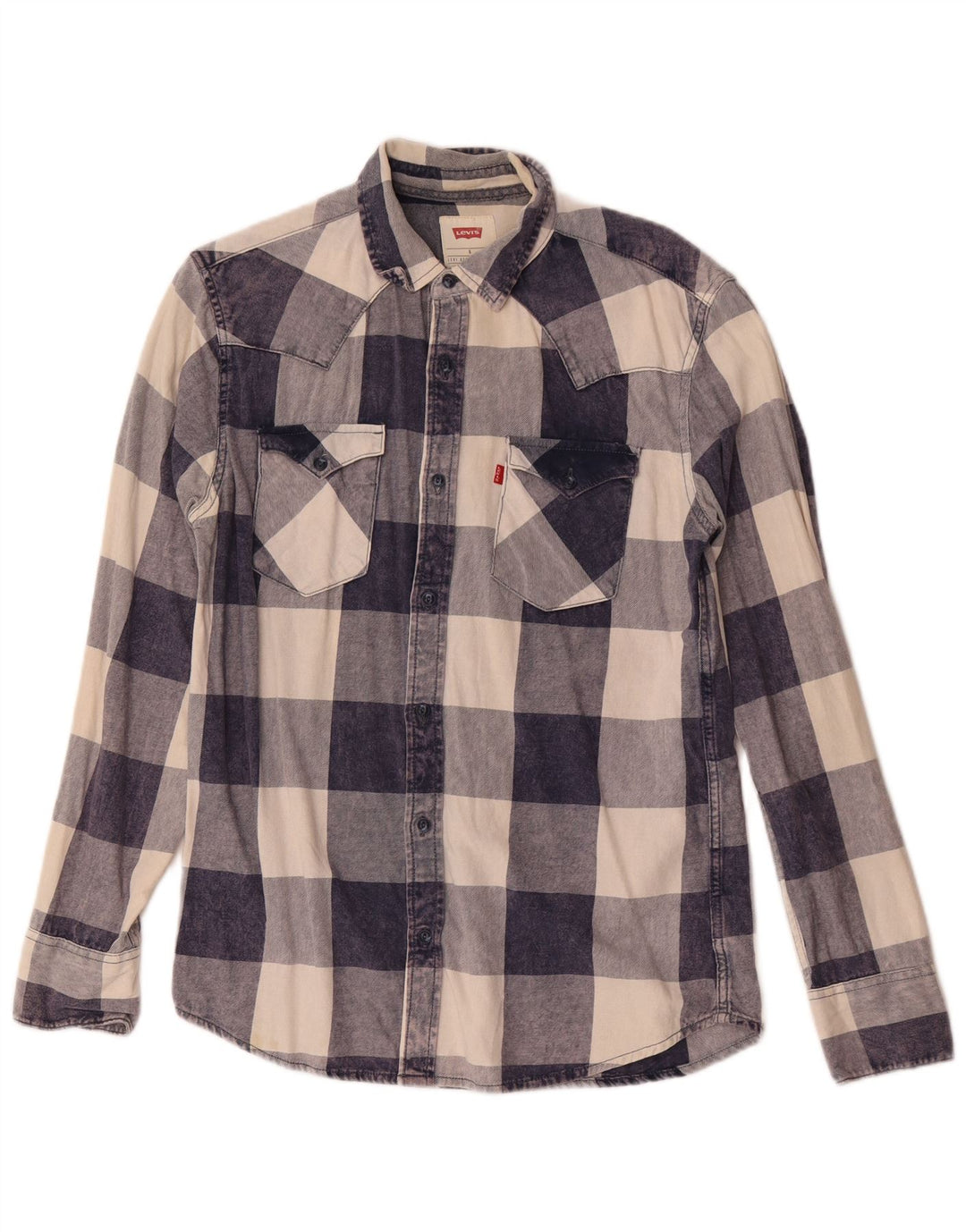 Levi's Flanelskjorte til mænd, lille marineblå ternet bomuld