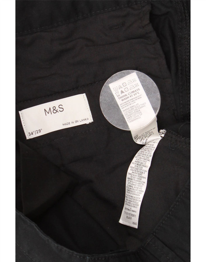 MARKS & SPENCER Straight Cargo bukser til mænd W34 L29 sort bomuld