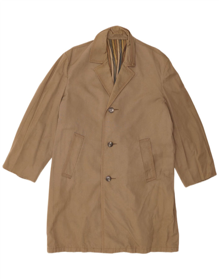 Vintage Herre Overfrakke UK 40 Stor Beige Bomuld