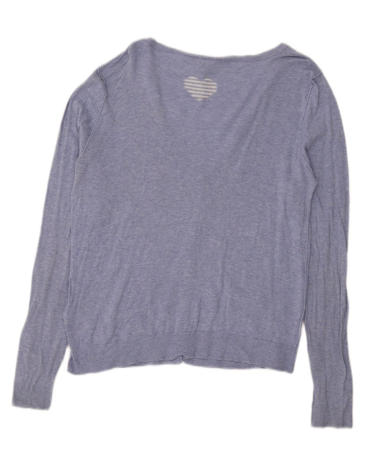 White Stuff Dame Cardigan Sweater UK 16 Large Blue Flecked Bomuld