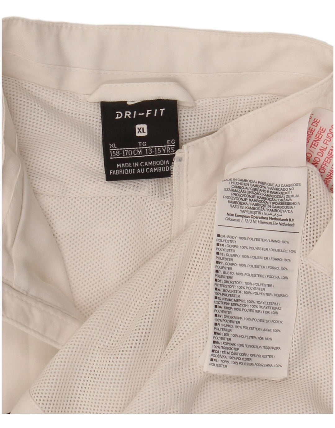 Nike Dri Fit regnjakke til drenge 13-14 år XL Hvid Colourblock Polyester
