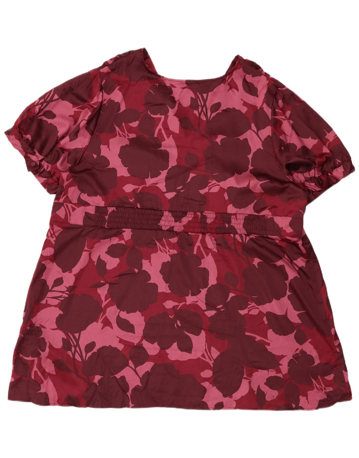 MOSSIMO Dame Bluse Top US 28 5XL Burgundy Floral Polyester