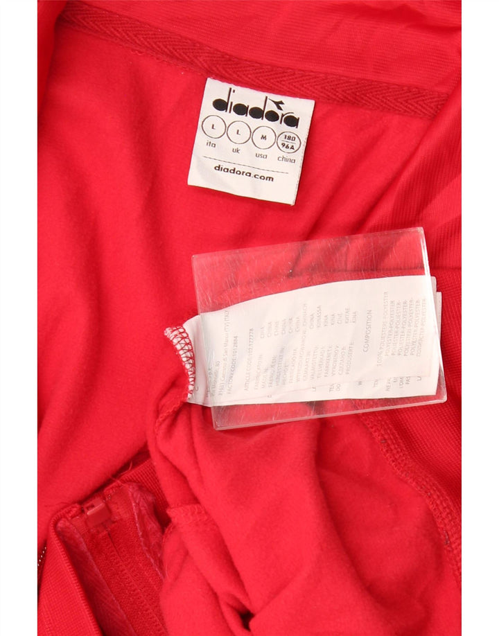 DIADORA Træningsdragt topjakke til kvinder UK 16 Large Red Colourblock Polyester