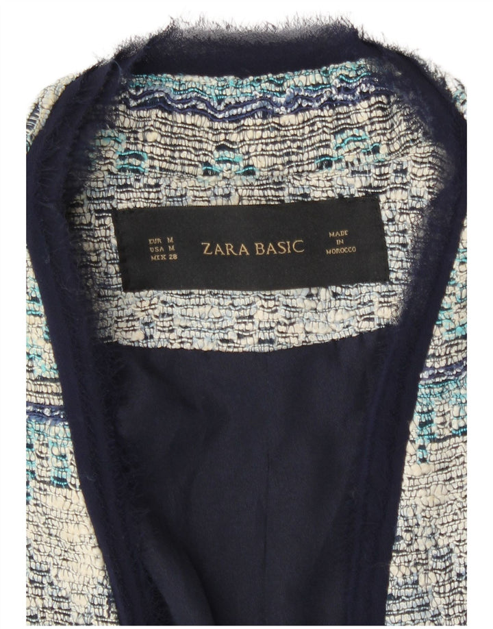 Zara Dame Åben Overfrakke UK 12 Medium Blå Stribet