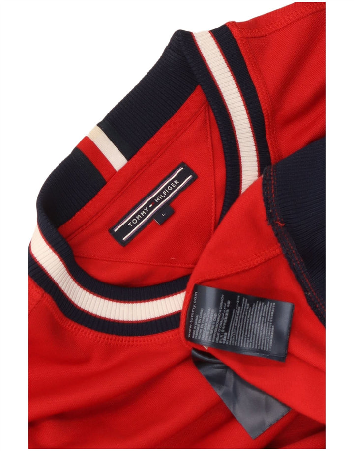 Tommy Hilfiger Herre Sweatshirt Jumper Large Rød Colourblock Polyester