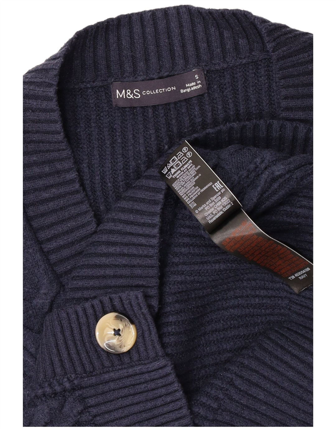 Marks & Spencer Dame Cardigan Sweater UK 10 Small Navy Blue Viscose