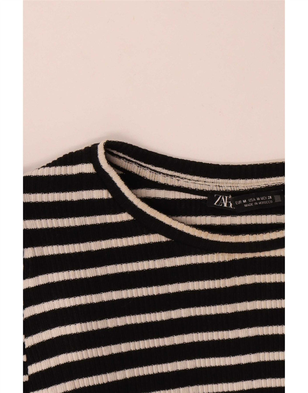 Zara Dametop Langærmet UK 12 Medium Sort Stribet