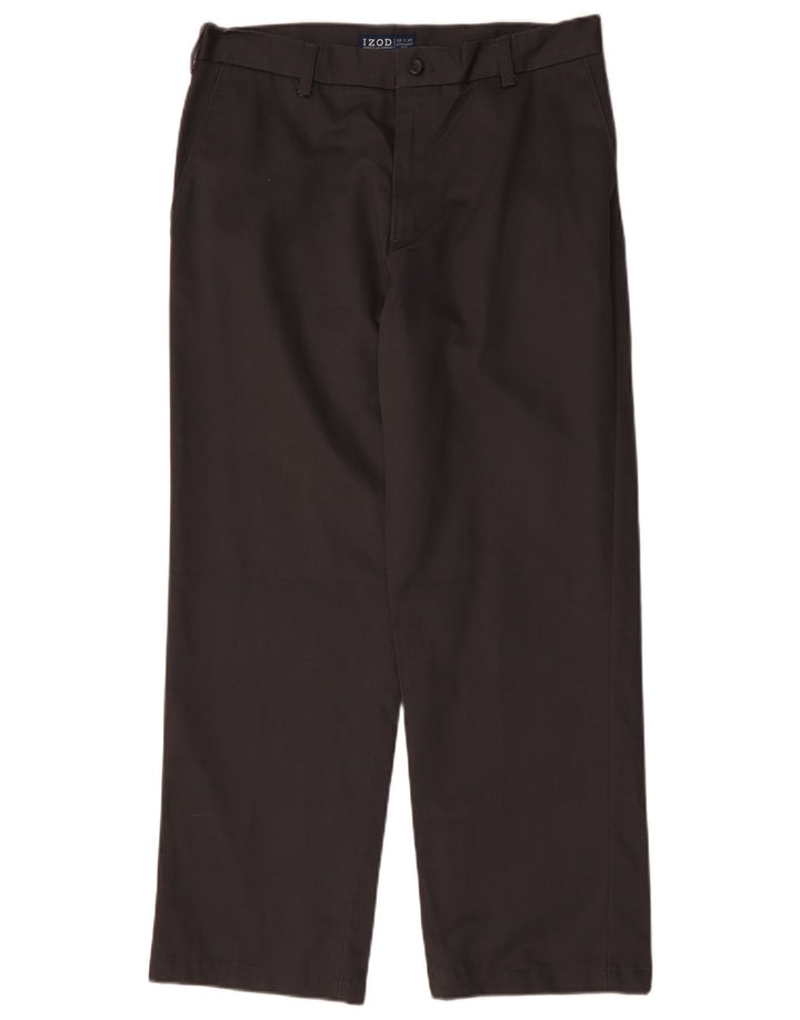 IZOD Lige Chinobukser til mænd W33 L30 Grå bomuld