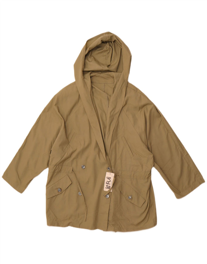 LE FULL Dame Oversized Hooded Double Breasted Frakke UK 14 Medium Khaki