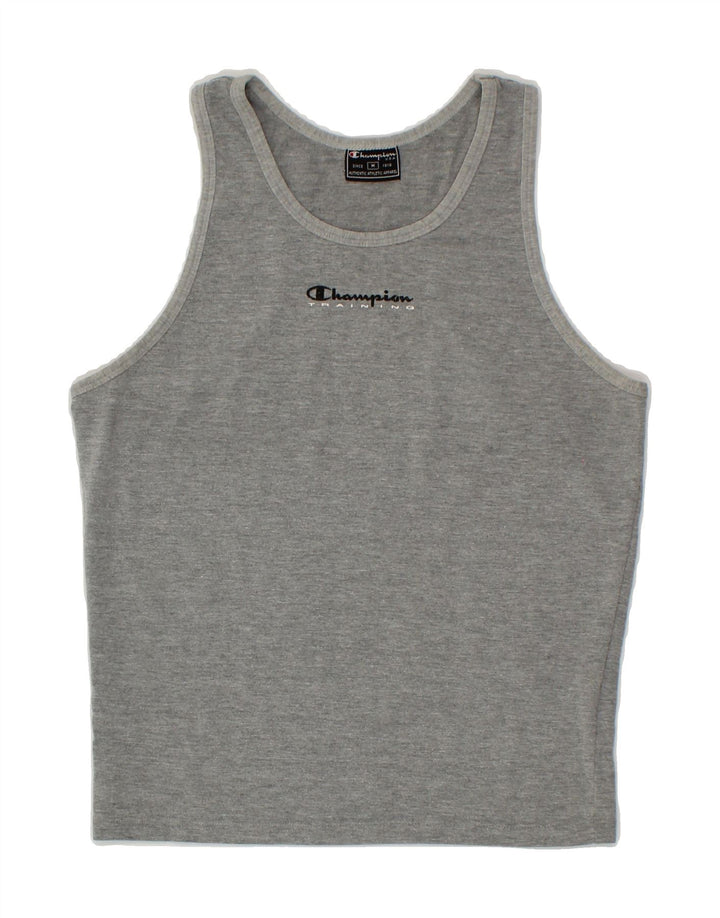 CHAMPION Womens Vest Top UK 12 Medium Grey Cotton Vintage Champion and Second-Hand Champion from Messina Hembry 