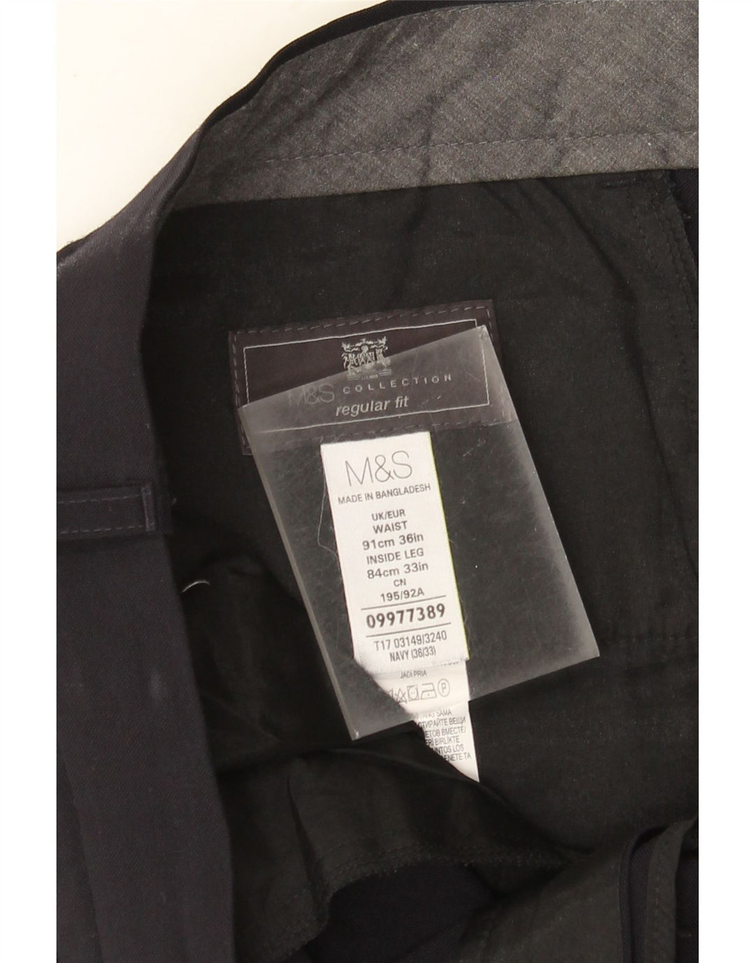MARKS & SPENCER Herre Regular Fit Suit Bukser W36 L33 Marineblå polyester