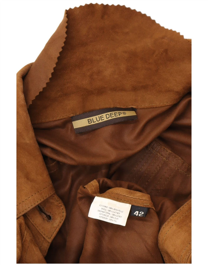 VINTAGE Militærjakke i ruskind til kvinder IT 42 medium brunt læder