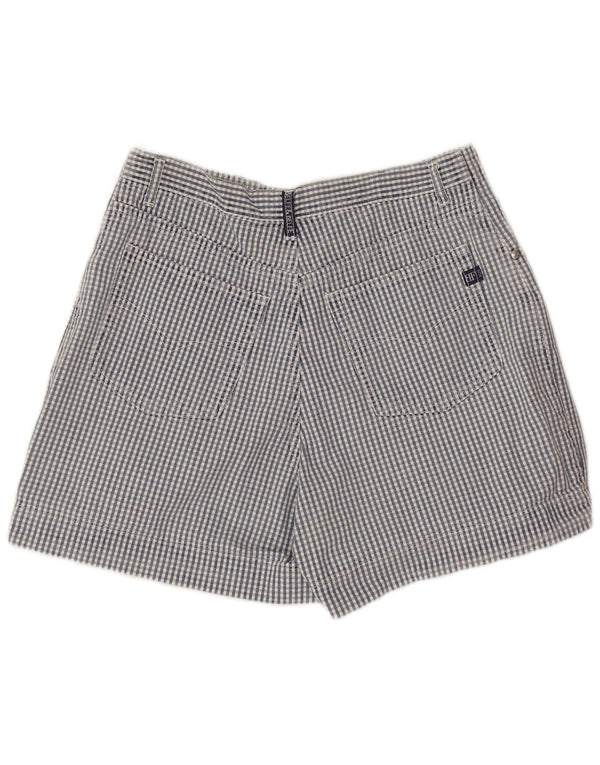 Belfe & Womens High Waist Chino Shorts IT 48 XL W30 Blå ternet bomuld
