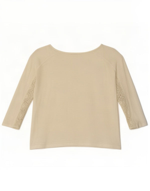 Massimo Dutti Womens Crop Top 3/4 ærme UK 14 Medium White Floral