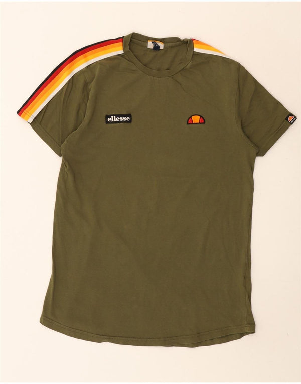Ellesse Herre T-Shirt Top Medium Grøn Colourblock Bomuld