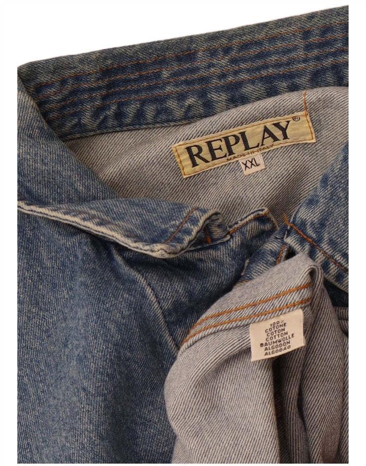 REPLAY Herre Denim Jacket UK 44 2XL Blue Cotton