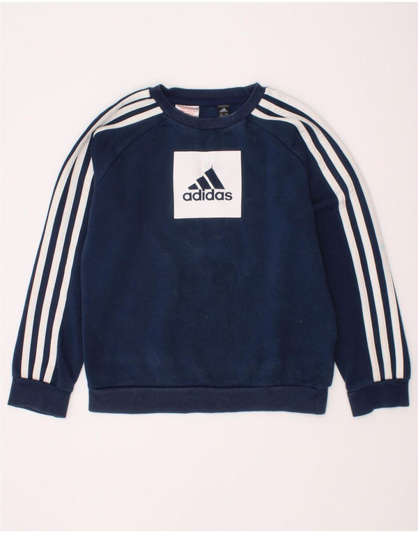 Adidas drenge grafisk sweatshirt trøje 7-8 år marineblå bomuld
